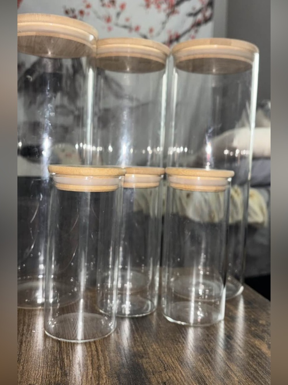 Bamboo lid glass storage containers set